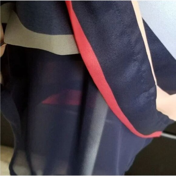 BCBGeneration Keyhole Back Dress Women's Size Small Stripe Smocked Waist Pockets - Picture 5 of 10